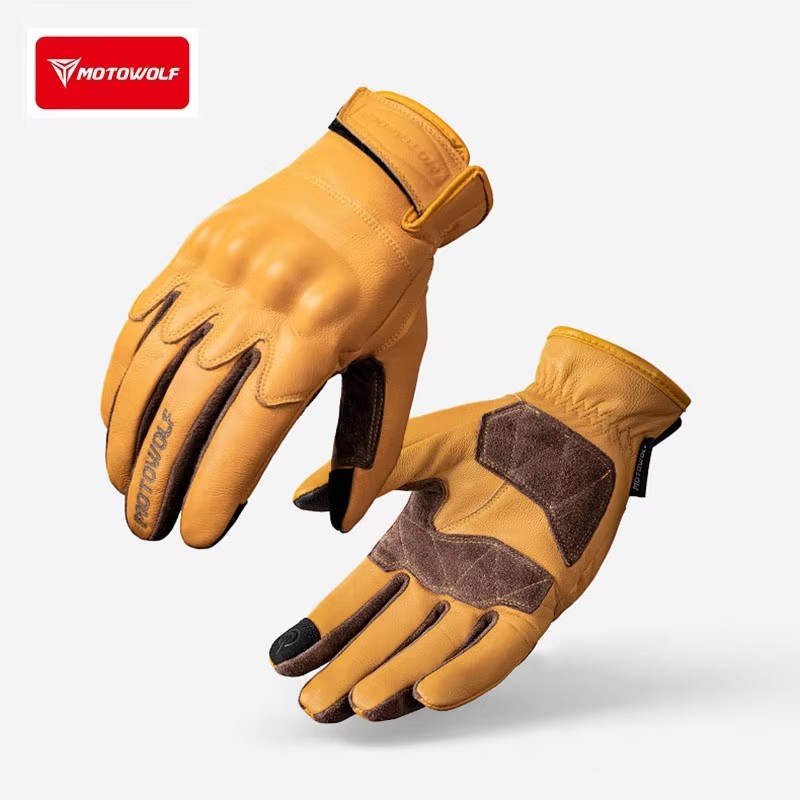 Motorcycle Glove Knuckle - Guanti da Moto in Pelle Stile